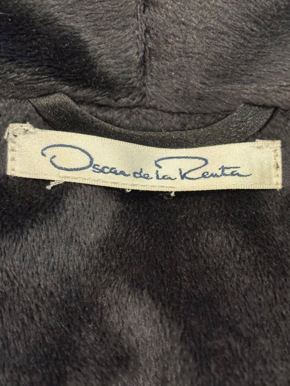 Oscar de la Renta Long Robe M Black Ivory Lace Print Satin Trim Belted 54” - Picture 7 of 9